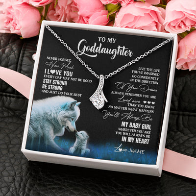 Alluring Beauty Necklace 14K White Gold Finish | 2 | Personalized To My Goddaughter Necklace From Aunt Uncle Wolf Never Forget How Much I Love You Birthday Gifts Christmas Customized Gift Box Message Card | siriusteestore