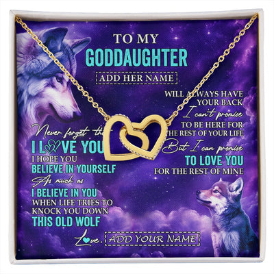 Interlocking Hearts Necklace 18K Yellow Gold Finish | 1 | Personalized To My Goddaughter Necklace From Aunt Uncle Wolf Never Forget I Love You Goddaughter Birthday Gifts Graduation Christmas Gift Box Message Card Shirt & Hoodie | https://siriusteestore.