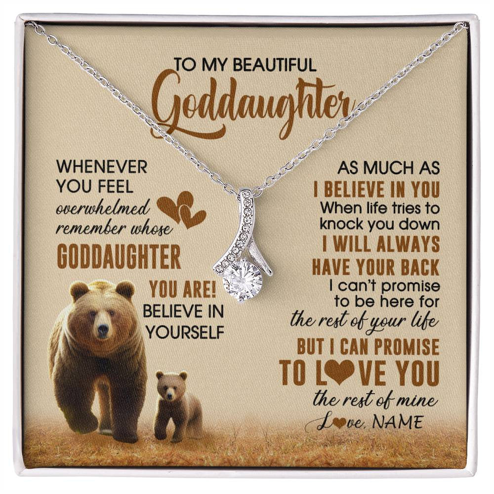 Alluring Beauty Necklace 14K White Gold Finish | 1 | Personalized To My Goddaughter Necklace From Aunt Whenever You Feel Bear Goddaughter Birthday Gifts Gifts Graduation Christmas Customized Gift Box Message Card | siriusteestore