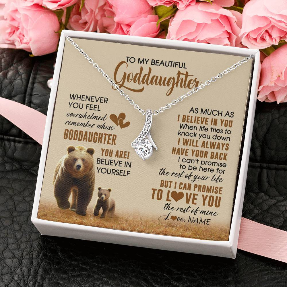 Alluring Beauty Necklace 14K White Gold Finish | 2 | Personalized To My Goddaughter Necklace From Aunt Whenever You Feel Bear Goddaughter Birthday Gifts Gifts Graduation Christmas Customized Gift Box Message Card | siriusteestore