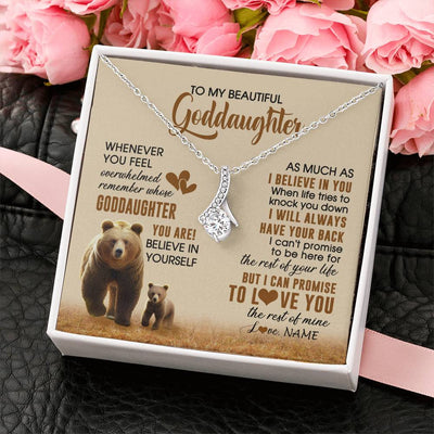 Alluring Beauty Necklace 14K White Gold Finish | 2 | Personalized To My Goddaughter Necklace From Aunt Whenever You Feel Bear Goddaughter Birthday Gifts Gifts Graduation Christmas Customized Gift Box Message Card | siriusteestore