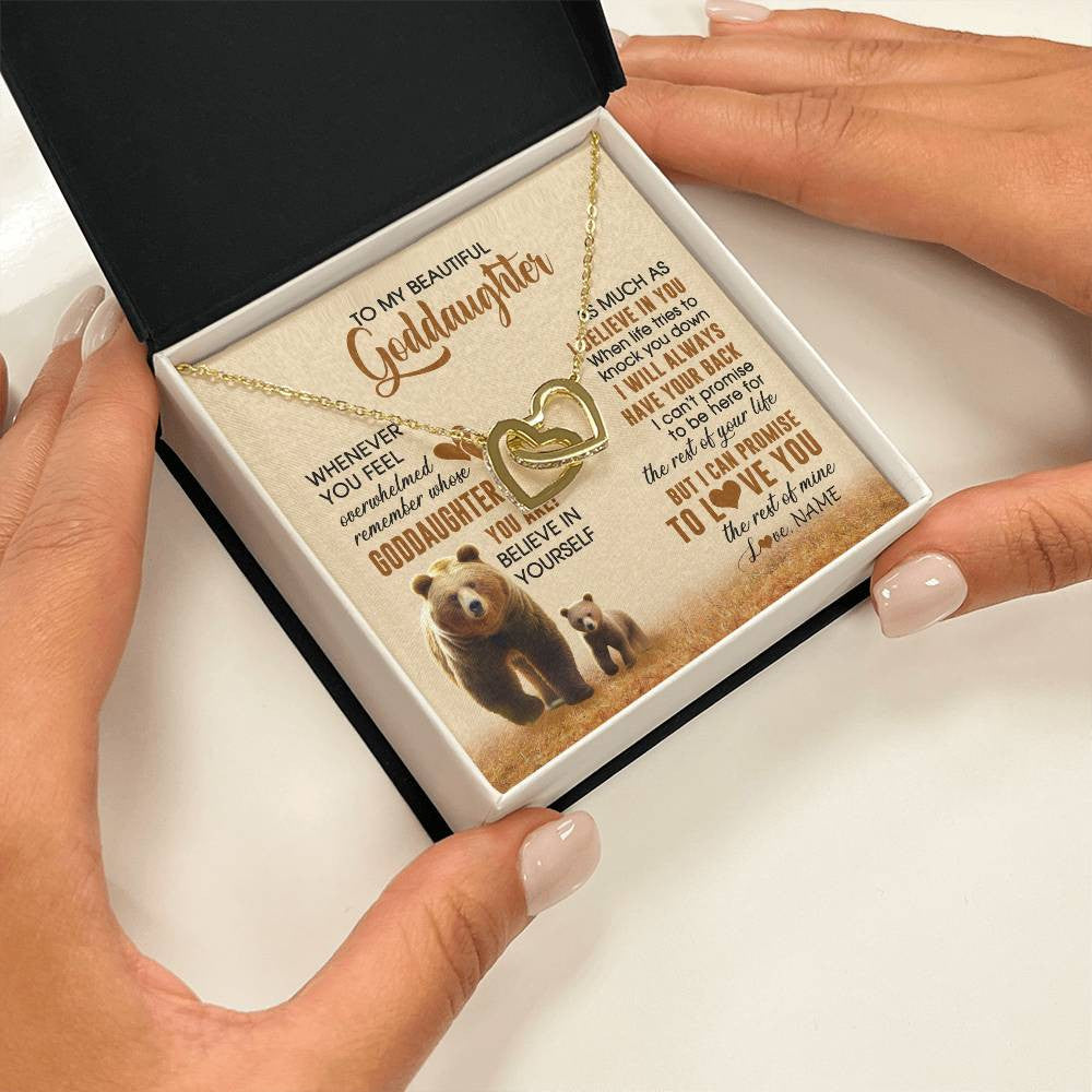 Interlocking Hearts Necklace 18K Yellow Gold Finish | 2 | Personalized To My Goddaughter Necklace From Aunt Whenever You Feel Bear Goddaughter Birthday Gifts Gifts Graduation Christmas Customized Gift Box Message Card | siriusteestore