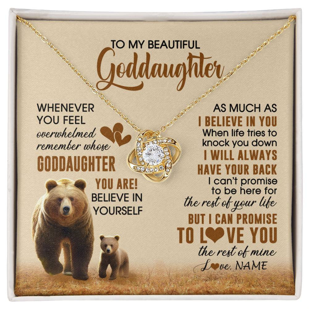 Love Knot Necklace 18K Yellow Gold Finish | 1 | Personalized To My Goddaughter Necklace From Aunt Whenever You Feel Bear Goddaughter Birthday Gifts Gifts Graduation Christmas Customized Gift Box Message Card | siriusteestore