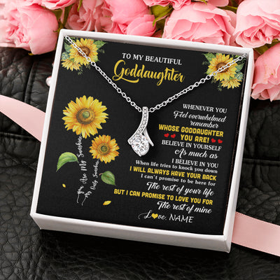 Alluring Beauty Necklace 14K White Gold Finish | 2 | Personalized To My Goddaughter Necklace From Aunt Whenever You Feel Sunflower Goddaughter Birthday Graduation Christmas Customized Gift Box Message Card | siriusteestore