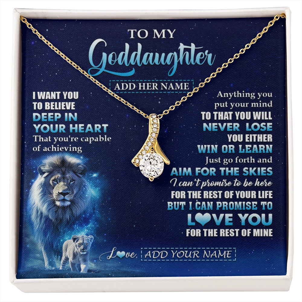 Alluring Beauty Necklace 18K Yellow Gold Finish | 1 | Personalized To My Goddaughter Necklace From Godfather Believe Your Heart Goddaughter Gift Birthday Graduation Christmas Customized Gift Box Message Card | siriusteestore.myshopify