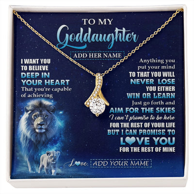 Alluring Beauty Necklace 18K Yellow Gold Finish | 1 | Personalized To My Goddaughter Necklace From Godfather Believe Your Heart Goddaughter Gift Birthday Graduation Christmas Customized Gift Box Message Card | siriusteestore.myshopify