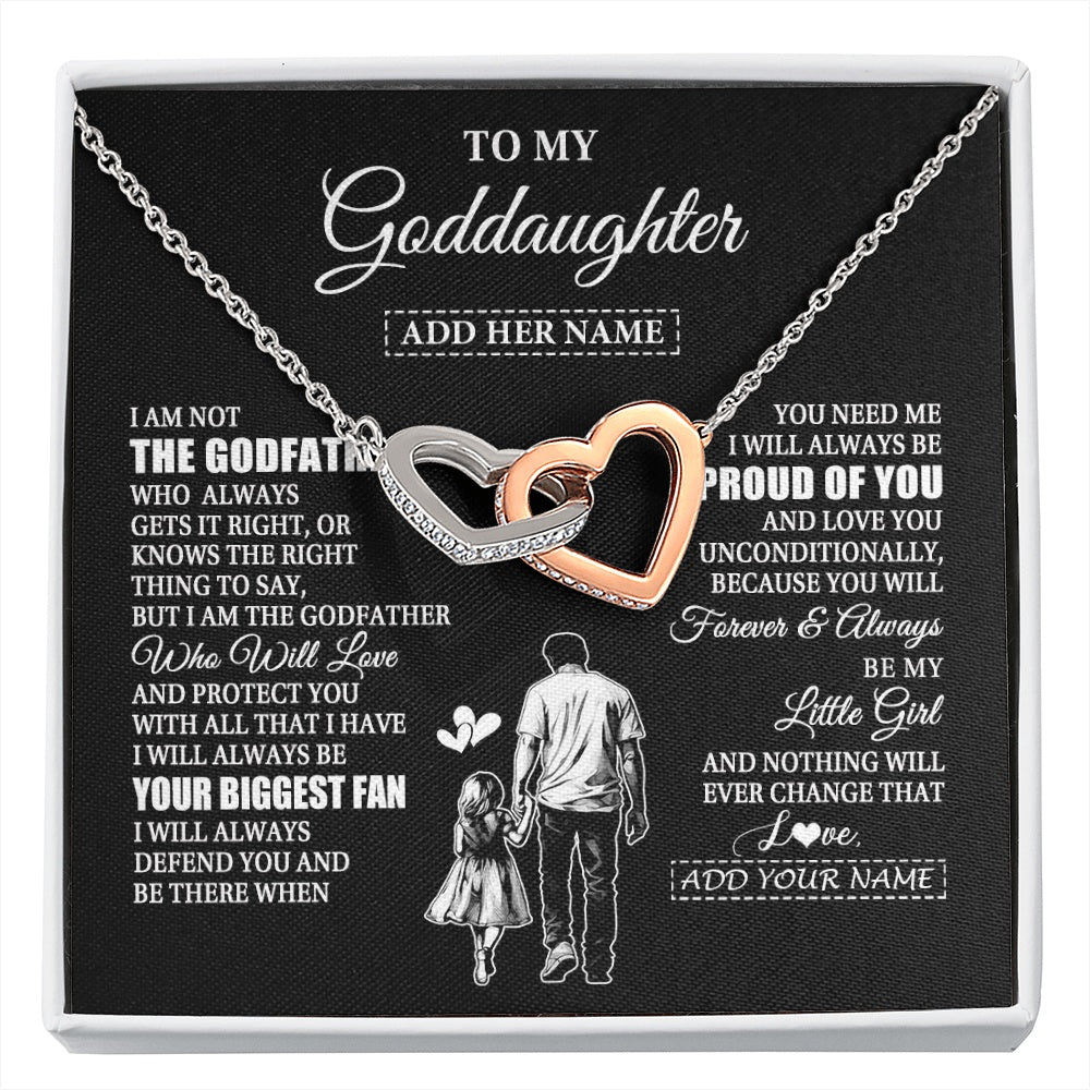 Interlocking Hearts Necklace Stainless Steel & Rose Gold Finish | 1 | Personalized To My Goddaughter Necklace From Godfather Biggest Fan Birthday Gifts For Goddaughter From Godfather Aunt Christmas Custom Gift Box Message Card | siriusteestore.myshopify