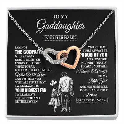 Interlocking Hearts Necklace Stainless Steel & Rose Gold Finish | 1 | Personalized To My Goddaughter Necklace From Godfather Biggest Fan Birthday Gifts For Goddaughter From Godfather Aunt Christmas Custom Gift Box Message Card | siriusteestore.myshopify