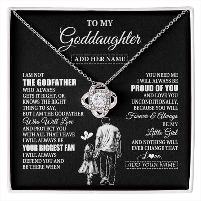 Love Knot Necklace 14K White Gold Finish | 1 | Personalized To My Goddaughter Necklace From Godfather Biggest Fan Birthday Gifts For Goddaughter From Godfather Aunt Christmas Custom Gift Box Message Card | siriusteestore.myshopify