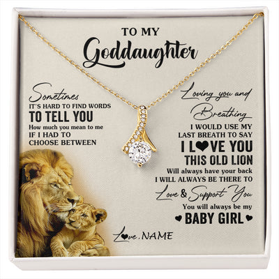 Alluring Beauty Necklace 18K Yellow Gold Finish | 1 | Personalized To My Goddaughter Necklace From Godfather I Love You This Old Lion Goddaughter Birthday Christmas Jewelry Customized Gift Box Message Card | siriusteestore