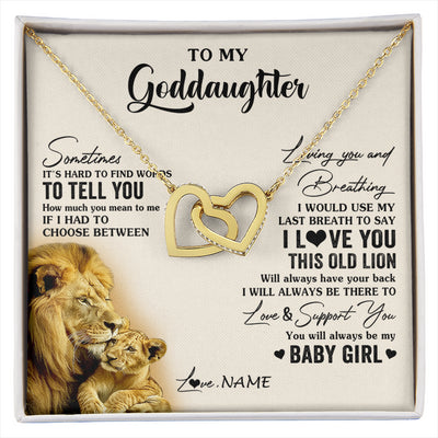 Interlocking Hearts Necklace 18K Yellow Gold Finish | 1 | Personalized To My Goddaughter Necklace From Godfather I Love You This Old Lion Goddaughter Birthday Christmas Jewelry Customized Gift Box Message Card | siriusteestore