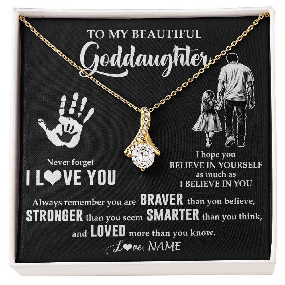 Alluring Beauty Necklace 18K Yellow Gold Finish | 1 | Personalized To My Goddaughter Necklace From Godfather Never Forget I Love You Goddaughter Birthday Christmas Graduation Customized Gift Box Message Card | siriusteestore