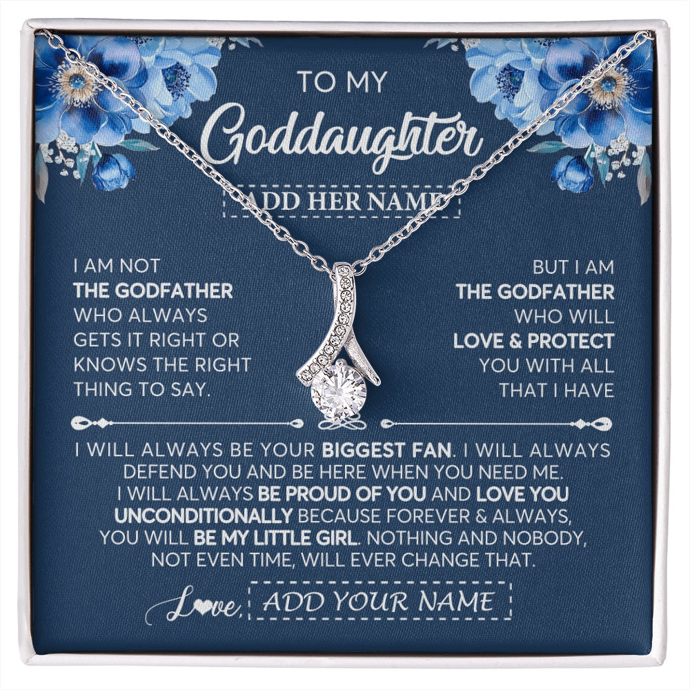 Alluring Beauty Necklace 14K White Gold Finish | 1 | Personalized To My Goddaughter Necklace From Godfather Proud Of You Birthday Gifts For Goddaughter Jewelry Gifts Christmas Custom Gift Box Message Card | https://siriusteestore.