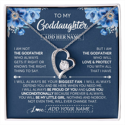 Forever Love Necklace 14K White Gold Finish | 1 | Personalized To My Goddaughter Necklace From Godfather Proud Of You Birthday Gifts For Goddaughter Jewelry Gifts Christmas Custom Gift Box Message Card | https://siriusteestore.