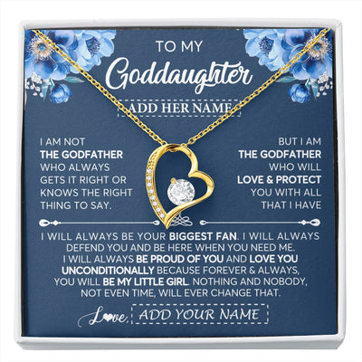 Forever Love Necklace 18K Yellow Gold Finish | 1 | Personalized To My Goddaughter Necklace From Godfather Proud Of You Birthday Gifts For Goddaughter Jewelry Gifts Christmas Custom Gift Box Message Card | https://siriusteestore.