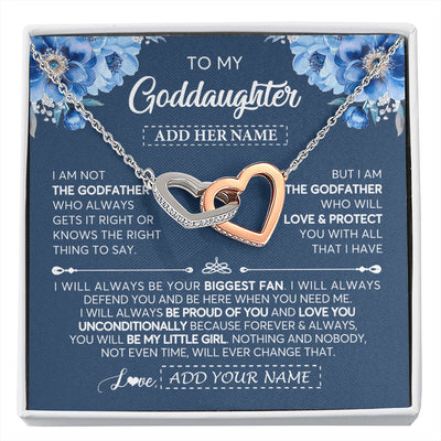 Interlocking Hearts Necklace Stainless Steel & Rose Gold Finish | 1 | Personalized To My Goddaughter Necklace From Godfather Proud Of You Birthday Gifts For Goddaughter Jewelry Gifts Christmas Custom Gift Box Message Card | https://siriusteestore.