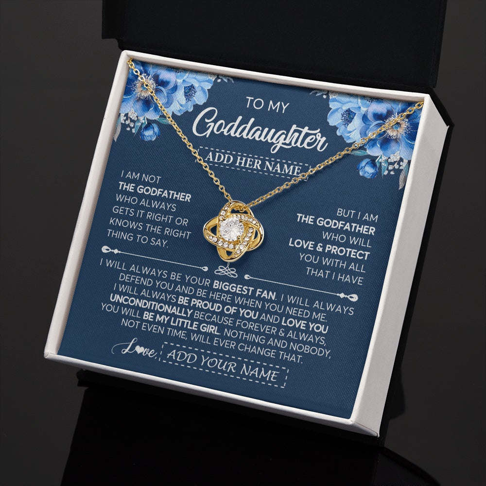Love Knot Necklace 18K Yellow Gold Finish | 2 | Personalized To My Goddaughter Necklace From Godfather Proud Of You Birthday Gifts For Goddaughter Jewelry Gifts Christmas Custom Gift Box Message Card | https://siriusteestore.