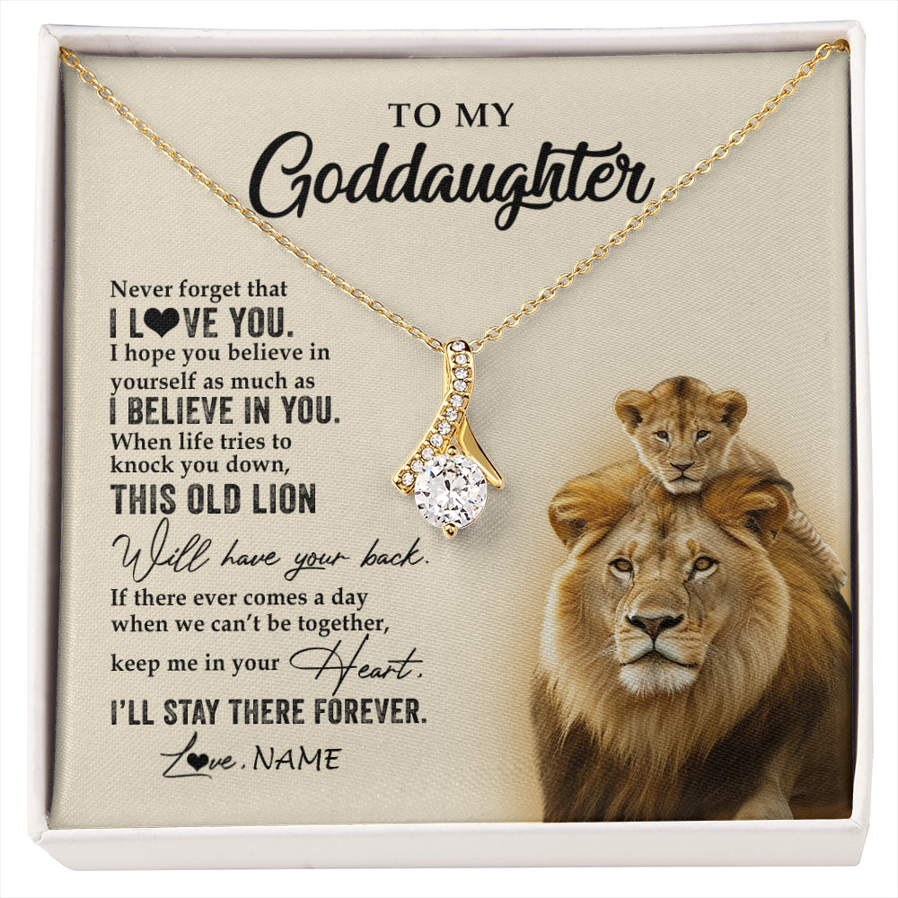 Alluring Beauty Necklace 18K Yellow Gold Finish | 1 | Personalized To My Goddaughter Necklace From Godfather This Old Lion Never Forget I Love You Jewelry Birthday Christmas Customized Gift Box Message Card | siriusteestore
