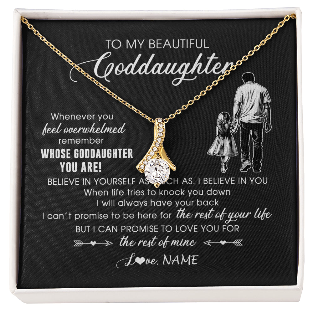 Alluring Beauty Necklace 18K Yellow Gold Finish | 1 | Personalized To My Goddaughter Necklace From Godfather Whenever You Feel Overwhelmed Goddaughter Jewelry Birthday Graduation Christmas Customized Message Card | siriusteestore