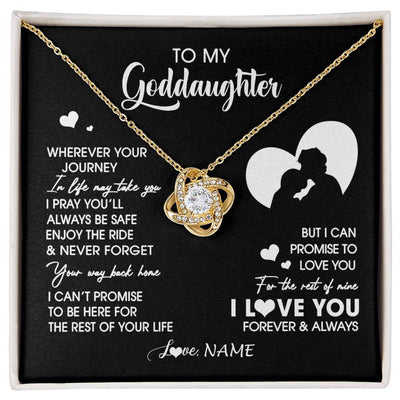 Love Knot Necklace 18K Yellow Gold Finish | 1 | Personalized To My Goddaughter Necklace From Godfather Wherever Your Journey Goddaughter Birthday Gifts Graduation Christmas Customized Gift Box Message Card | siriusteestore