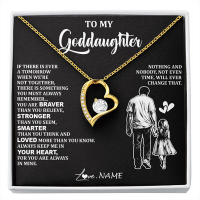 Forever Love Necklace 18K Yellow Gold Finish | 1 | Personalized To My Goddaughter Necklace From Godfather You Are Always In Mine Beautiful Goddaughter Birthday Graduation Christmas With Gift Box Message Card | siriusteestore