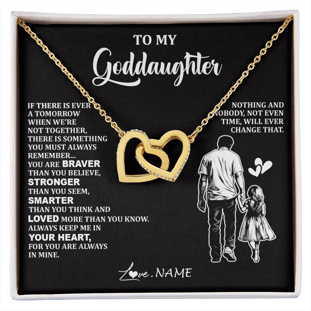 Interlocking Hearts Necklace 18K Yellow Gold Finish | 1 | Personalized To My Goddaughter Necklace From Godfather You Are Always In Mine Beautiful Goddaughter Birthday Graduation Christmas With Gift Box Message Card | siriusteestore