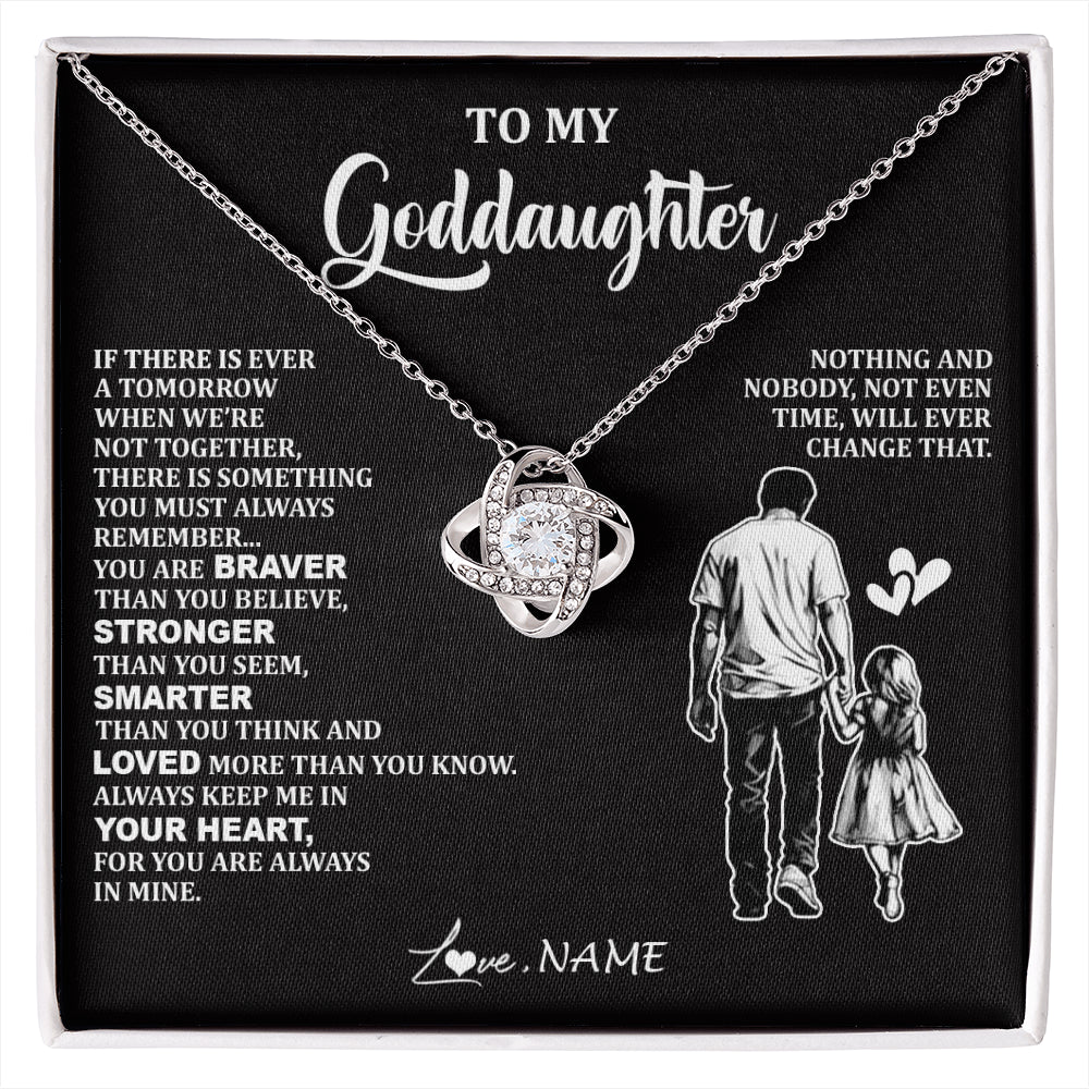 Love Knot Necklace 14K White Gold Finish | 1 | Personalized To My Goddaughter Necklace From Godfather You Are Always In Mine Beautiful Goddaughter Birthday Graduation Christmas With Gift Box Message Card | siriusteestore