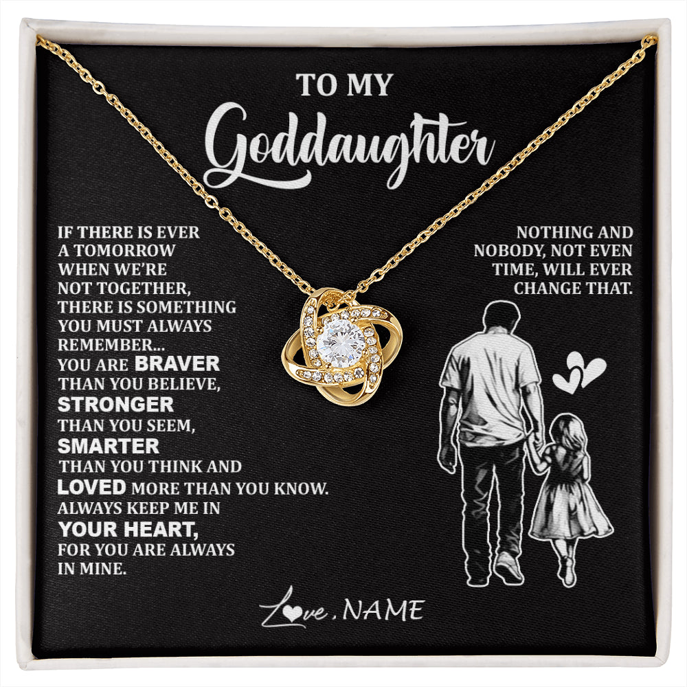 Love Knot Necklace 18K Yellow Gold Finish | 1 | Personalized To My Goddaughter Necklace From Godfather You Are Always In Mine Beautiful Goddaughter Birthday Graduation Christmas With Gift Box Message Card | siriusteestore