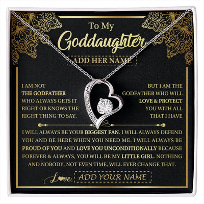 Forever Love Necklace 14K White Gold Finish | 1 | Personalized To My Goddaughter Necklace From Godfather Your Biggest Fan Birthday Gifts For Goddaughter Gifts Christmas Jewelry Custom Gift Box Message Card | siriusteestore.myshopify