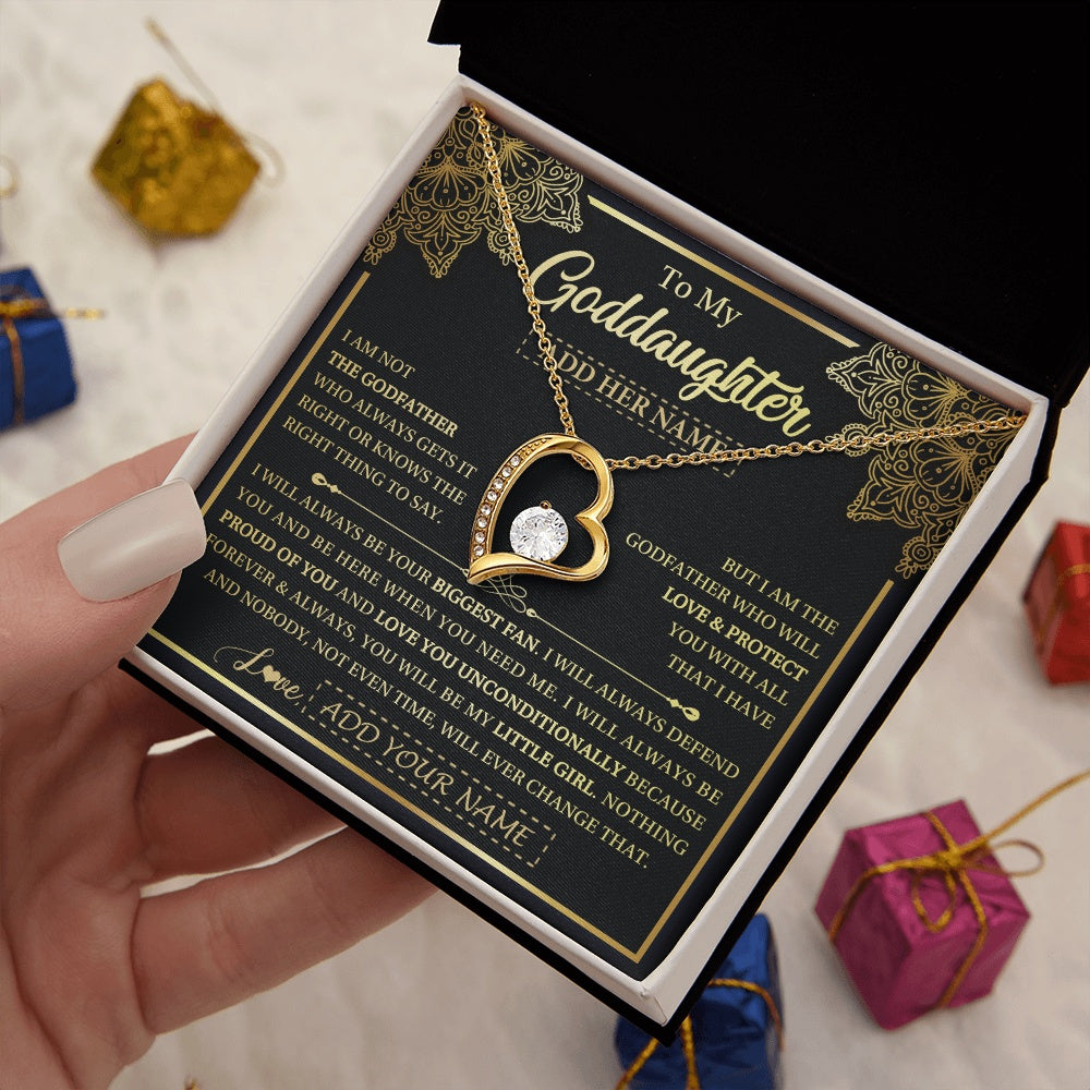 Forever Love Necklace 18K Yellow Gold Finish | 2 | Personalized To My Goddaughter Necklace From Godfather Your Biggest Fan Birthday Gifts For Goddaughter Gifts Christmas Jewelry Custom Gift Box Message Card | siriusteestore.myshopify