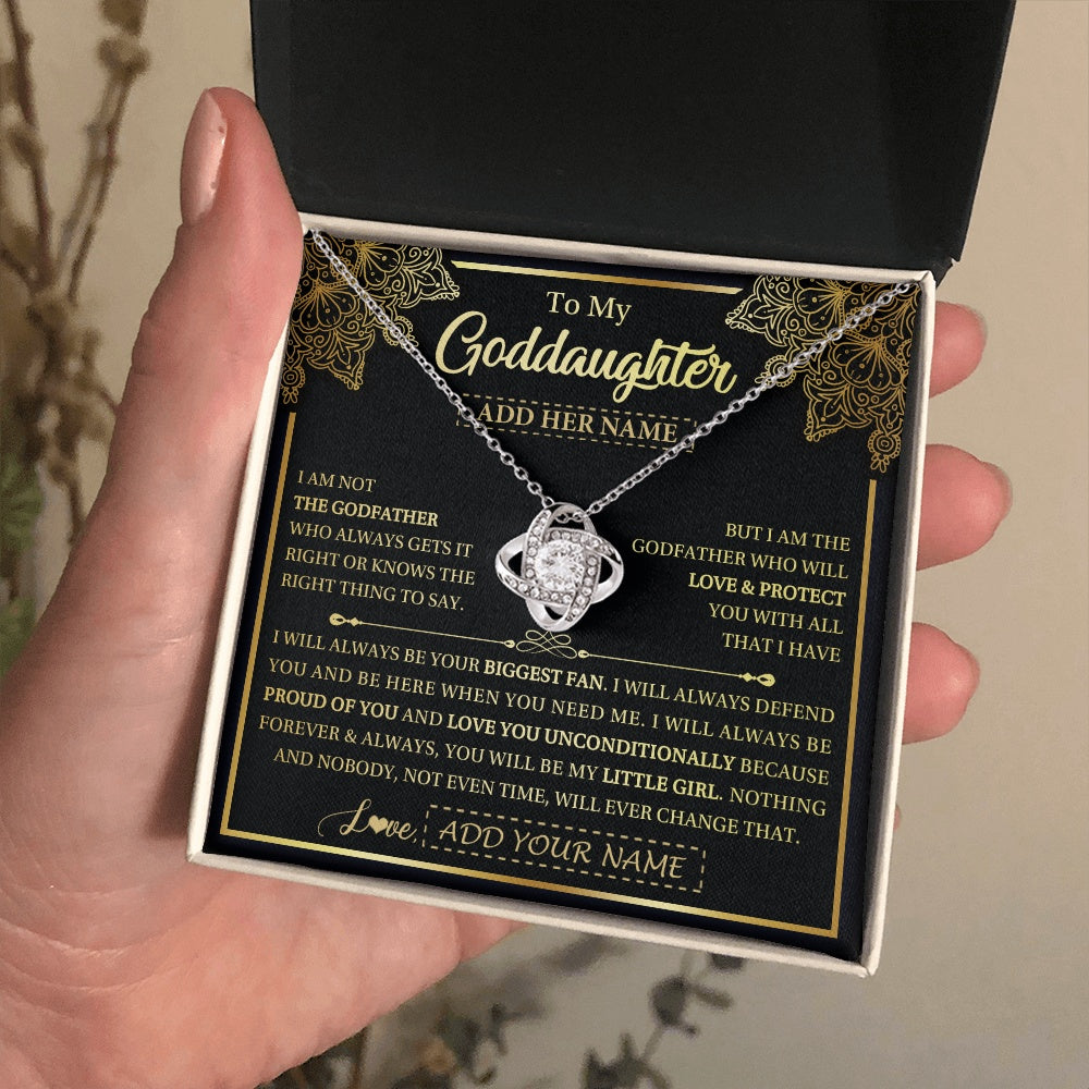 Love Knot Necklace 14K White Gold Finish | 2 | Personalized To My Goddaughter Necklace From Godfather Your Biggest Fan Birthday Gifts For Goddaughter Gifts Christmas Jewelry Custom Gift Box Message Card | siriusteestore.myshopify
