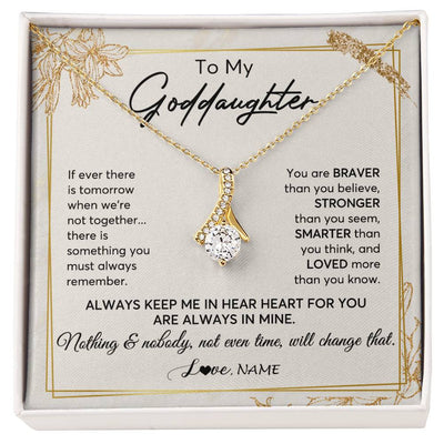 Alluring Beauty Necklace 18K Yellow Gold Finish | 1 | Personalized To My Goddaughter Necklace From Godmother Always Keep Me In Your Heart Goddaughter Birthday Graduation Christmas Customized Gift Box Message Card | siriusteestore