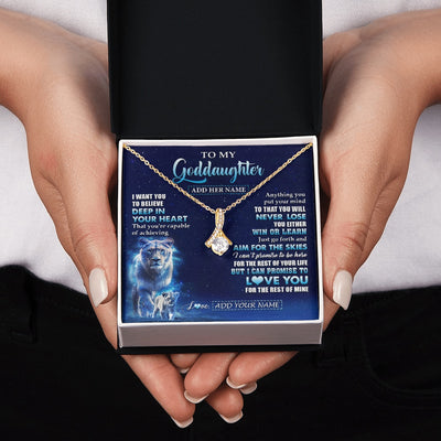 Alluring Beauty Necklace 18K Yellow Gold Finish | 2 | Personalized To My Goddaughter Necklace From Godmother Aunt Believe Your Heart Goddaughter Gift Birthday Graduation Christmas Customized Gift Box Message Card | siriusteestore.myshopify