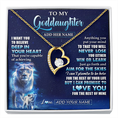Forever Love Necklace 18K Yellow Gold Finish | 1 | Personalized To My Goddaughter Necklace From Godmother Aunt Believe Your Heart Goddaughter Gift Birthday Graduation Christmas Customized Gift Box Message Card | siriusteestore.myshopify