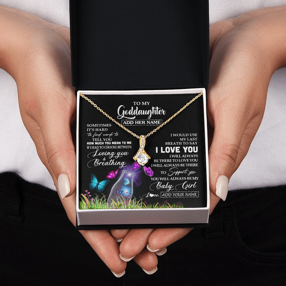 Alluring Beauty Necklace 18K Yellow Gold Finish | 2 | Personalized To My Goddaughter Necklace From Godmother Aunt Butterfly Sometimes Say I Love You Goddaughter Birthday Christmas Custom Gift Box Message Card | siriusteestore.myshopify