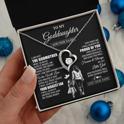 Forever Love Necklace 14K White Gold Finish | 2 | Personalized To My Goddaughter Necklace From Godmother Biggest Fan Birthday Gifts For Goddaughter From Godmother Uncle Christmas Custom Gift Box Message Card | siriusteestore.myshopify