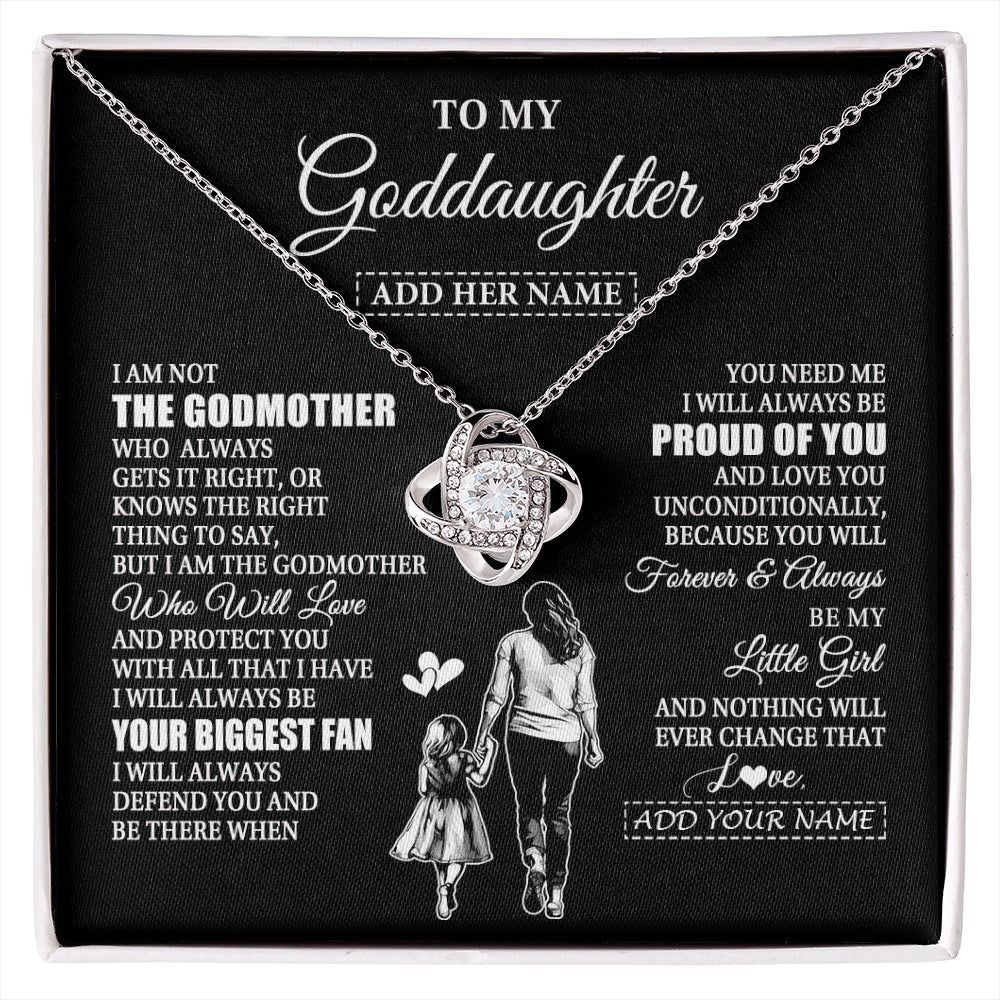 Love Knot Necklace 14K White Gold Finish | 1 | Personalized To My Goddaughter Necklace From Godmother Biggest Fan Birthday Gifts For Goddaughter From Godmother Uncle Christmas Custom Gift Box Message Card | siriusteestore.myshopify