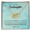Interlocking Hearts Necklace 18K Yellow Gold Finish | 1 | Personalized To My Goddaughter Necklace From Godmother Flower Never Forget I Love You Goddaughter Graduation Birthday Customized Gift Box Message Card | siriusteestore