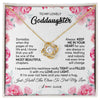Love Knot Necklace 18K Yellow Gold Finish | 1 | Personalized To My Goddaughter Necklace From Godmother Godfather Always Keep Me in Your Heart Goddaughter Birthday Christmas Customized Gift Box Message Card | siriusteestore