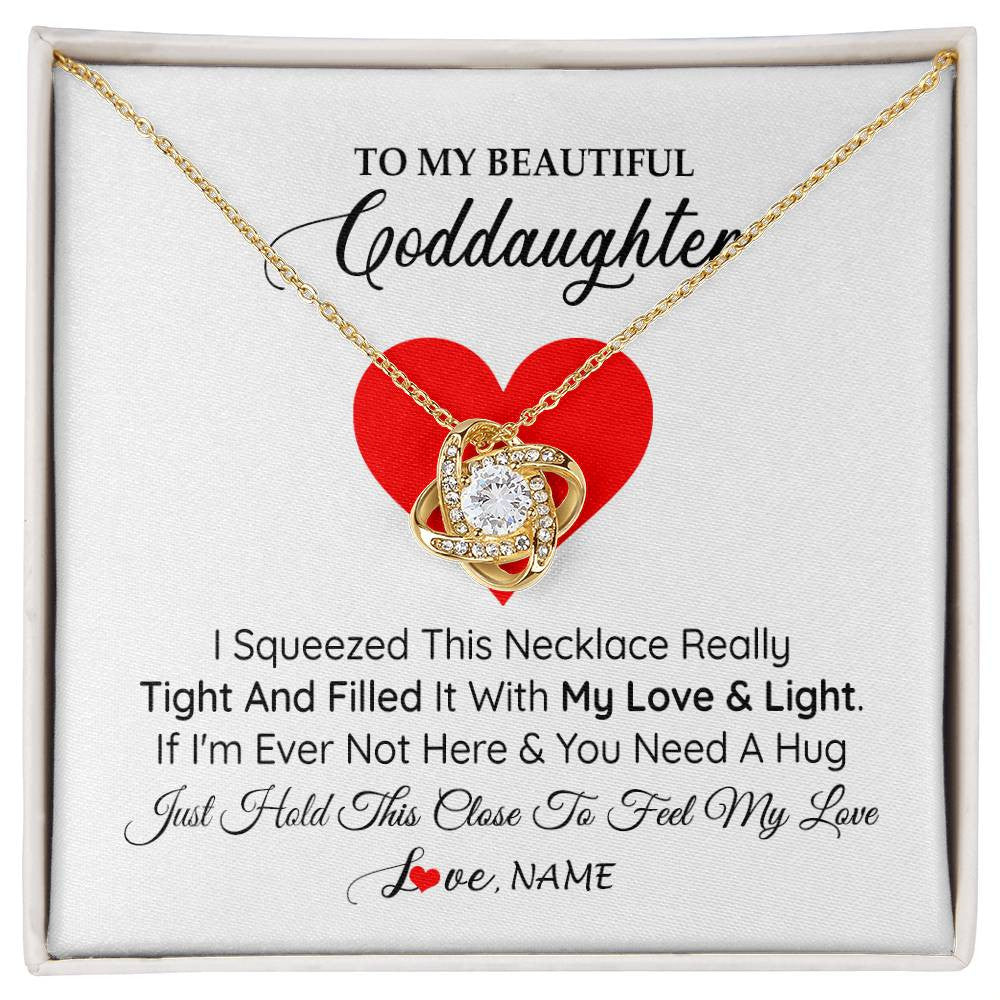 Love Knot Necklace 18K Yellow Gold Finish | 1 | Personalized To My Goddaughter Necklace From Godmother Godfather I Squeezed This Necklace Goddaughter Birthday Christmas Customized Gift Box Message Card | siriusteestore