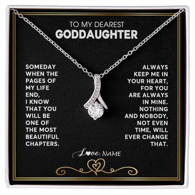 Alluring Beauty Necklace 14K White Gold Finish | 1 | Personalized To My Goddaughter Necklace From Godmother Godfather When The Pages Of My Life End Goddaughter Birthday Christmas Customized Gift Box Message Card | siriusteestore.myshopify