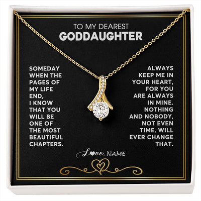 Alluring Beauty Necklace 18K Yellow Gold Finish | 1 | Personalized To My Goddaughter Necklace From Godmother Godfather When The Pages Of My Life End Goddaughter Birthday Christmas Customized Gift Box Message Card | siriusteestore.myshopify