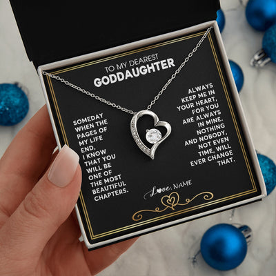 Forever Love Necklace 14K White Gold Finish | 2 | Personalized To My Goddaughter Necklace From Godmother Godfather When The Pages Of My Life End Goddaughter Birthday Christmas Customized Gift Box Message Card | siriusteestore.myshopify