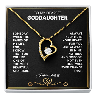 Forever Love Necklace 18K Yellow Gold Finish | 1 | Personalized To My Goddaughter Necklace From Godmother Godfather When The Pages Of My Life End Goddaughter Birthday Christmas Customized Gift Box Message Card | siriusteestore.myshopify