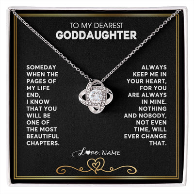 Love Knot Necklace 14K White Gold Finish | 1 | Personalized To My Goddaughter Necklace From Godmother Godfather When The Pages Of My Life End Goddaughter Birthday Christmas Customized Gift Box Message Card | siriusteestore.myshopify