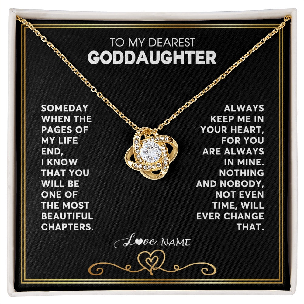 Love Knot Necklace 18K Yellow Gold Finish | 1 | Personalized To My Goddaughter Necklace From Godmother Godfather When The Pages Of My Life End Goddaughter Birthday Christmas Customized Gift Box Message Card | siriusteestore.myshopify
