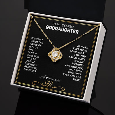 Love Knot Necklace 18K Yellow Gold Finish | 2 | Personalized To My Goddaughter Necklace From Godmother Godfather When The Pages Of My Life End Goddaughter Birthday Christmas Customized Gift Box Message Card | siriusteestore.myshopify