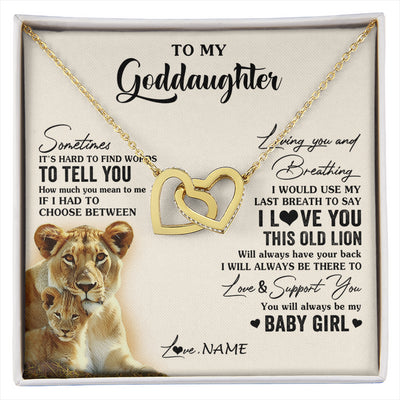 Interlocking Hearts Necklace 18K Yellow Gold Finish | 1 | Personalized To My Goddaughter Necklace From Godmother I Love You This Old Lion Goddaughter Birthday Christmas Jewelry Customized Gift Box Message Card | siriusteestore