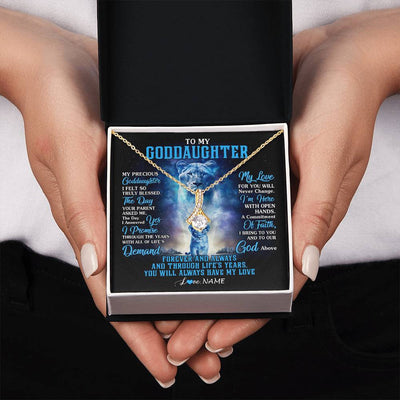 Alluring Beauty Necklace 18K Yellow Gold Finish | 2 | Personalized To My Goddaughter Necklace From Godmother Lion My Precious Goddaughter Birthday Graduation Christmas Customized Gift Box Message Card | siriusteestore