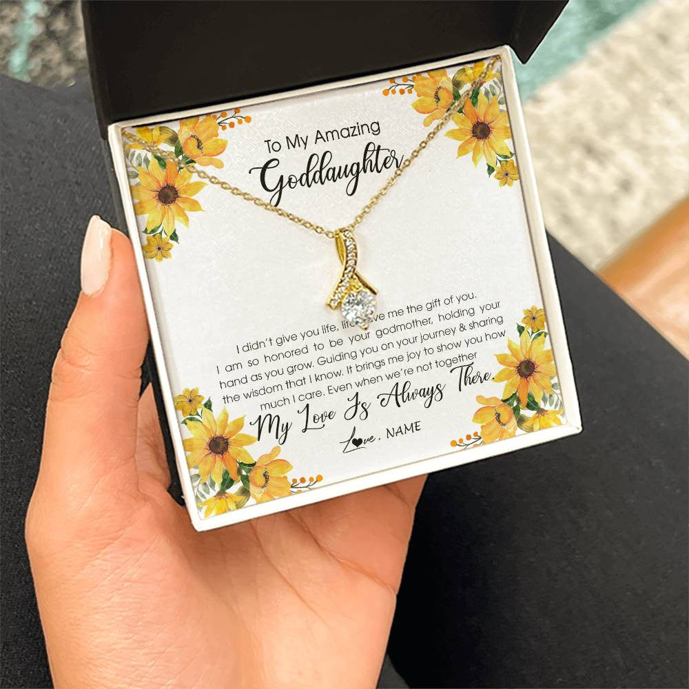 Alluring Beauty Necklace 18K Yellow Gold Finish | Personalized To My Goddaughter Necklace From Godmother My Love Is Always There Goddaughter Birthday Christmas Graduation Customized Gift Box Message Card | siriusteestore